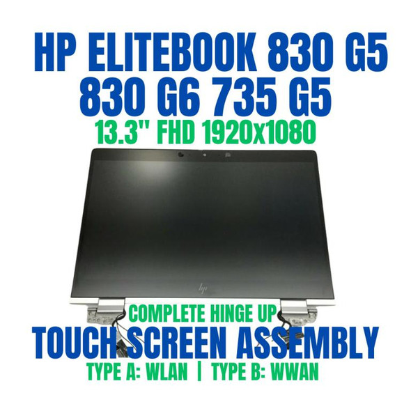 1 of 8-image forL14395-001 HP EliteBook x360 830 G5 LCD Display Touch Screen Assembly 13.3" FHD 1920X1080
