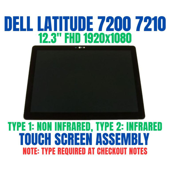 1 of 6-image forDell Latitude 7200 7210 Complete FHD LCD Screen Assembly Touch Screen MRN97