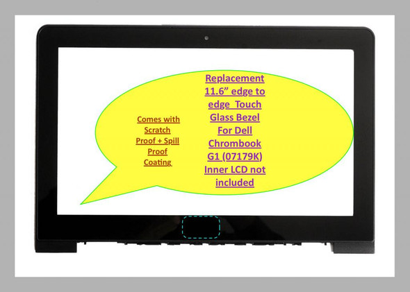 1 of 7-image forDell Chromebook G1 Cb1c13 REPLACEMENT Glass Bezel LCD Screen 11.6" 07179K