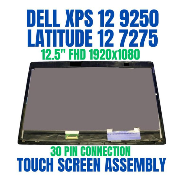 1 of 5-image forDell XPS 12 9250 12.5" OEM Glossy FHD LCD Touch Screen Complete Assembly Black