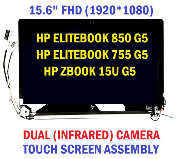 1 of 12-image forHP EliteBook 850 G5 15.6" LED LCD Screen Assembly FHD Complete Hinge Up