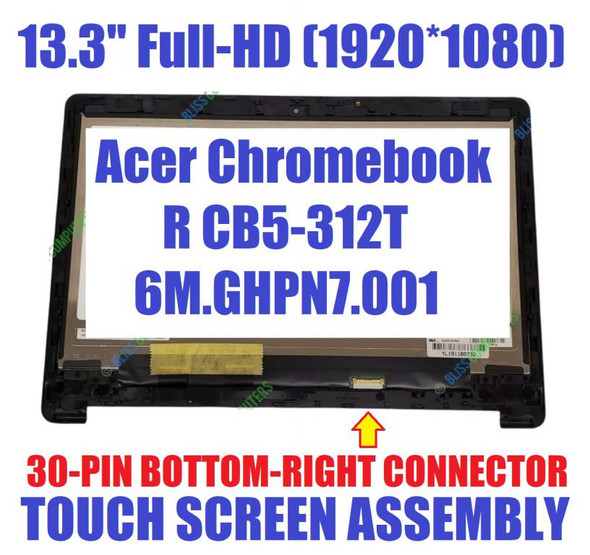1 of 5-image forAcer 13.3" FHD 1920x1080 LCD Touch Screen Bezel Frame Assembly 6M.GHPN7.001 Chromebook R13 CB5-312 CB5-312T