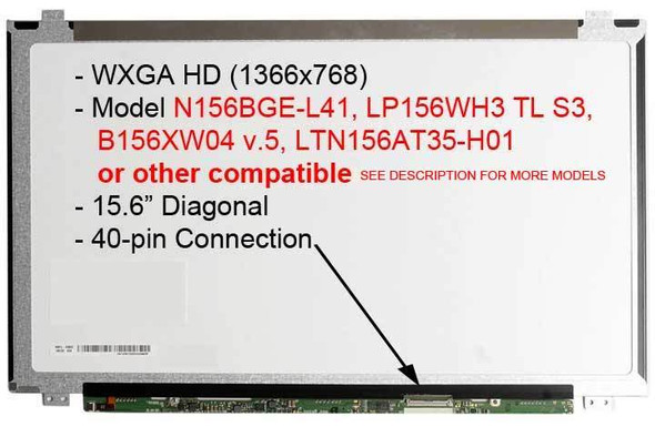 10 of 10-image forB156XTN04.2 Laptop 15.6" Slim LED LCD Screen Display B156XTN04 V.2