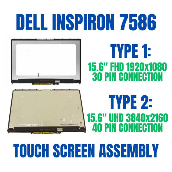 1 of 6-image forDell OEM Inspiron 15 7586 2-in-1 UHD 4K LCD Touch Screen Assembly 8JGGN