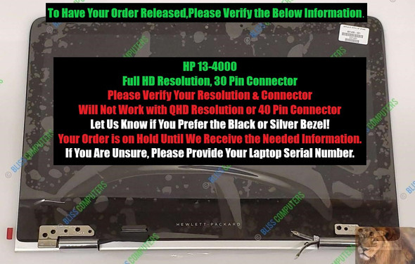 2 of 6-image forHP Spectre X360 13-4000 13-4020CA 13-4021CA 13T-4000 LCD Screen Silver Full Assembly REPLACEMENT FHD 1920x1080