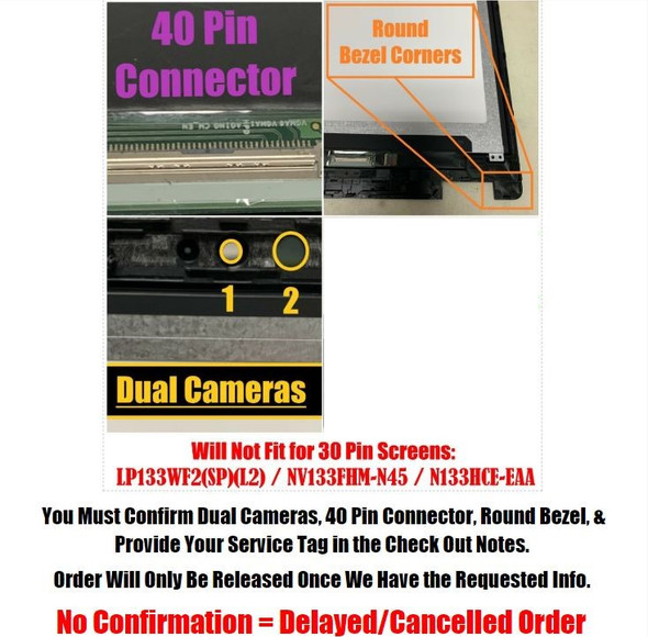 1 of 11-image forDell Latitude 3310 2-in-1 13.3" FHD Touch Display Laptop Screen Assembly 7k396