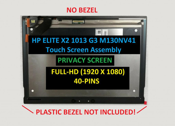 1 of 7-image forHP ELITE X2 1013 G3 LCD LED Touch Screen l31364-001 FHD M130NV41 Bezel 40 Pin