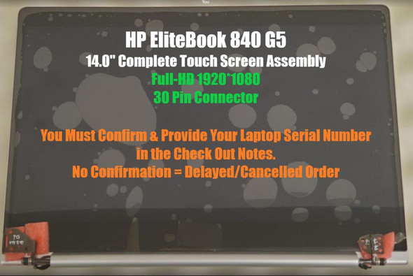 2 of 6-image forHP EliteBook 840 G5 14" Laptop LCD Screen Complete Assembly