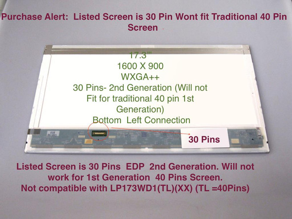 1 of 10-image forDell Inspiron 17 5755 LED 17.3" LCD Screen Display B173RTN01.1 3V6TR 03V6TR