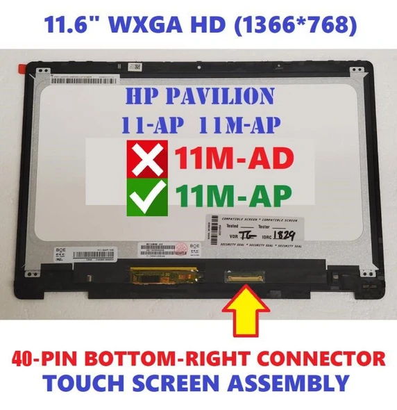 1 of 4-image for11.6" Screen Replacement HP Pavilion x360 11-ap LED LCD Display Touch Screen