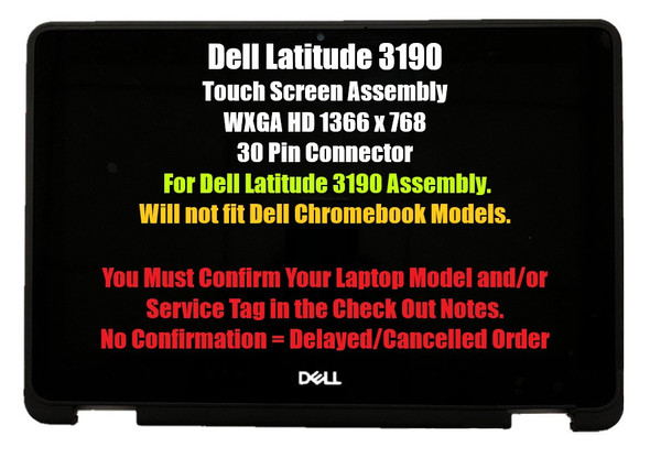 1 of 4-image for11.6" Dell 3190 DD9NC 9KNWN 0DD9NC 09KNWN LCD Touch Screen Assembly