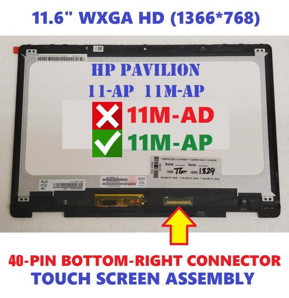 1 of 4-image forHP Pavilion X360 11-AP0014NR Touch Assembly Bezel LCD Screen HD 1366x768