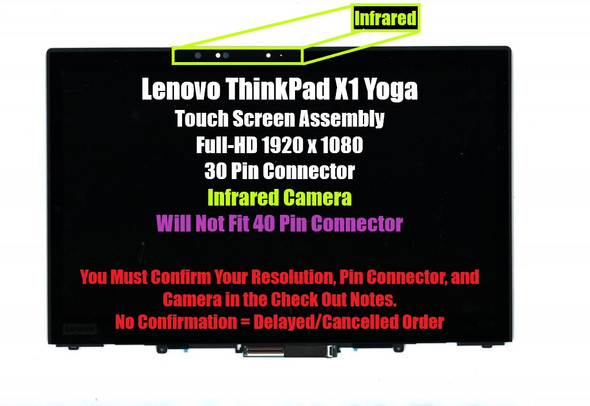 1 of 7-image for14" Lenovo ThinkPad x1 yoga 3rd 01YT244 01YT245 Touch LCD 1920x1080 30 Pin
