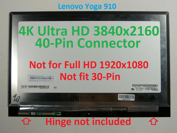 1 of 6-image forLenovo YOGA 910-13ikb 5D10M35107 LCD Display Touch Screen 3840x2160 13.9"