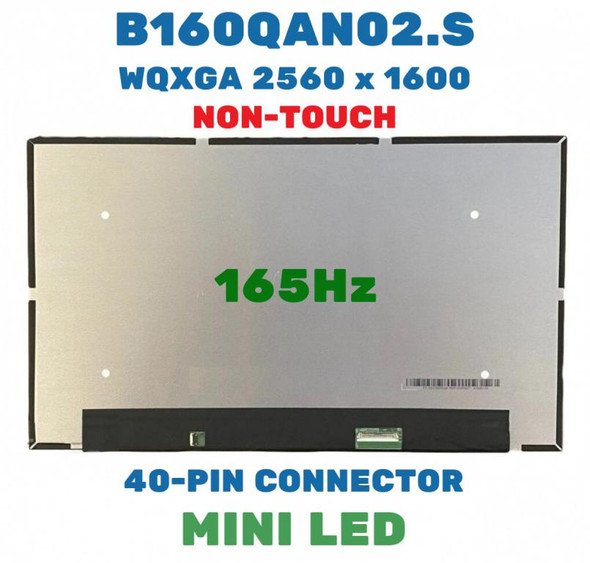 1 of 10-image forB160QAN02.S Display 16.0" LCD LED Replacement Screen 165Hz 2560x1600