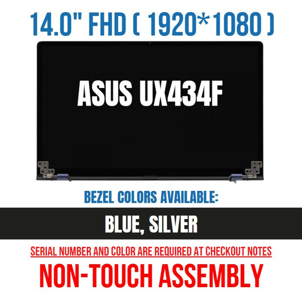 1 of 6-image for14" Asus Zenbook 14 UX434 LCD Display Non Touch Screen FHD 1920x1080 Blue