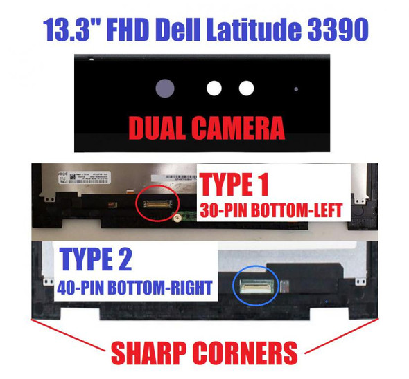1 of 3-image for13.3" LCD Touch Screen Digitizer Assembly Dell Latitude 3390 FHD 1920x1080