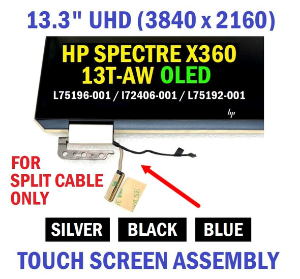 1 of 8-image forHP Spectre 13-AW 13T-AW Lcd Touch Screen Blue Assembly 4K UHD OLED L75196-001
