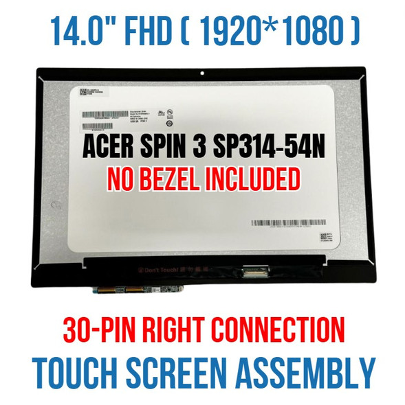 1 of 10-image for14" FHD LCD Screen Assembly 30 pin Acer Spin 3 SP314-54N SP314-54N-314V N19W2