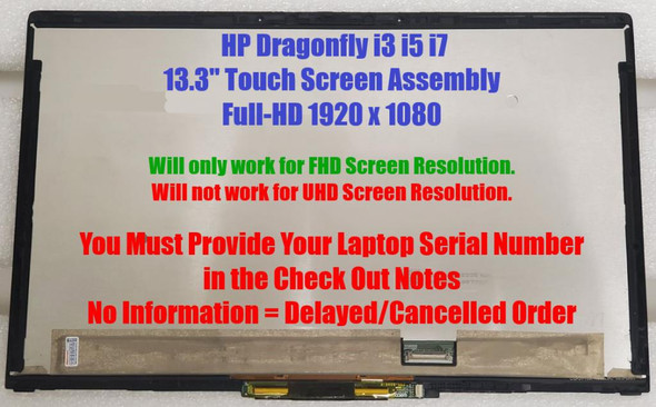 1 of 6-image forHP Elite Dragonfly G1 IVO M133NVFC R6 IVO857E 13.3" 1920x1080 IPS LCD Display Touch Screen Assembly