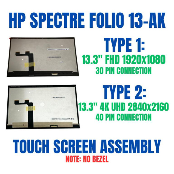 1 of 9-image for13.3" HP Spectre Folio 13-AK 13T-AK UHD 3840x2160 4K LCD Touch Screen Assembly