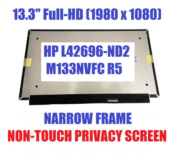 1 of 9-image forHP L42696-ND2 Privacy Screen M133NVFC R5 13.3" Laptop Screen Full HD