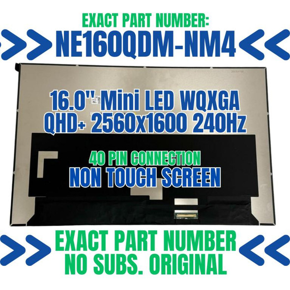 1 of 10-image forAsus 18010-16021400 LCD 16.0" WQXGA WV EDP 240HZ Replacement Laptop LCD LED Screen Display Monitor