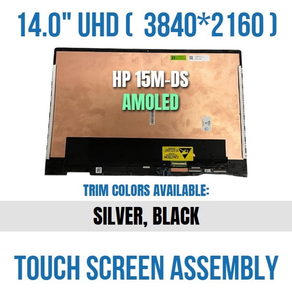 1 of 8-image forHP SPS LCD Hinge Up 15.6" AMOLED BV UHD Touch Screen Natural Silver L53548-001 Replacement Screen Display