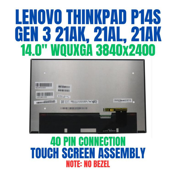 1 of 6-image for5M11F26626 14" WQUXGA Glare LCD Screen Display Panel Lenovo ThinkPad P14s Gen 3 Touch Assembly