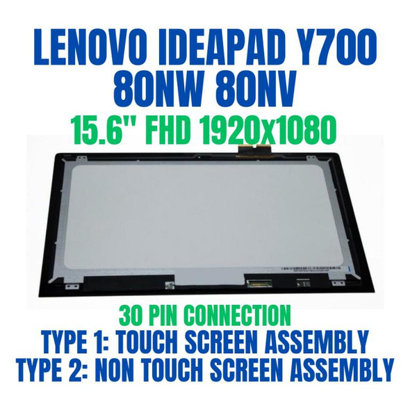 1 of 7-image forIBM 15.6" LED FHD REPLACEMENT Screen Assembly Lenovo Ideapad Y700-15ACZ