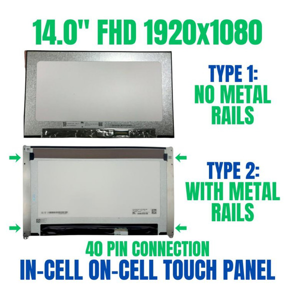 1 of 7-image forDell PN 9PN3R 09PN3R AUO B140HAK02.4 40 Pin Touch FHD 1920x1080 IPS LCD Screen