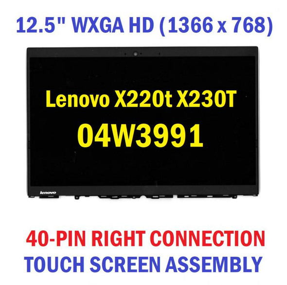1 of 8-image forLaptop Touch Screen LCD Display Assembly Lenovo Thinkpad X220T X220IT X230T X230IT 04W3991 LP125WH2(SL)(B1) 60.4KJ17.003 60.4KJ21.005 ELC-12W08-LE02X SU6C-12W04AU-01X Pen
