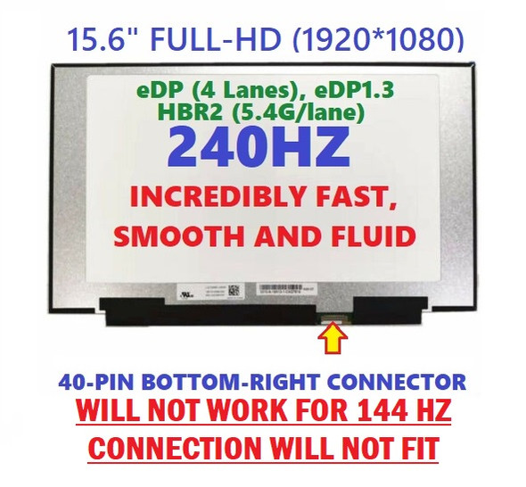 1 of 10-image for15.6" Screen Replacement ASUS Rog GX531GXR-ES Series LCD Display Panel 40 pin FHD 1920x1080 240Hz Non Touch