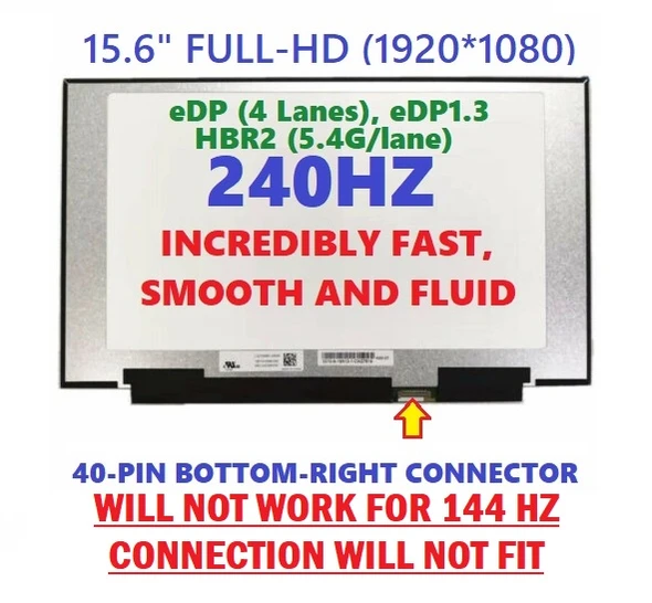 1 of 10-image forReplacement Screen 15.6" ASUS Notebook GA502IV-PH96 240Hz FHD 1920x1080 LCD 40 Pin Display Panel Non Touch