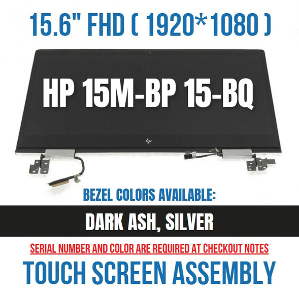 1 of 7-image for15.6" HP Envy X360 15-BP 15M-BP011DX 15M-BP FHD Complete Touch Screen Assembly