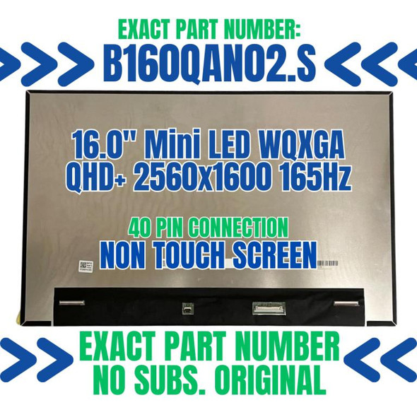 1 of 10-image forB160QAN02.S 2560x1600 40 Pin LCD Display Panel EDP Laptop Matrix LED Replacement