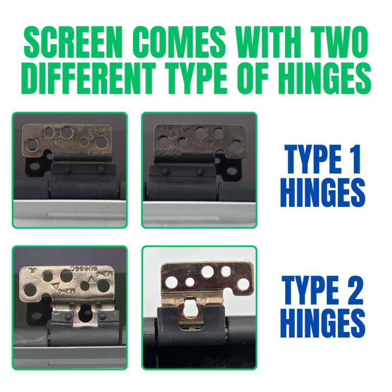 Top image illustrating hinge area variations for Type 1 vs. Type 2 assemblies
