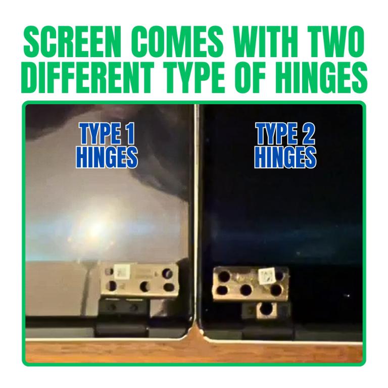 Top image illustrating hinge area variations for Type 1 vs. Type 2 assemblies