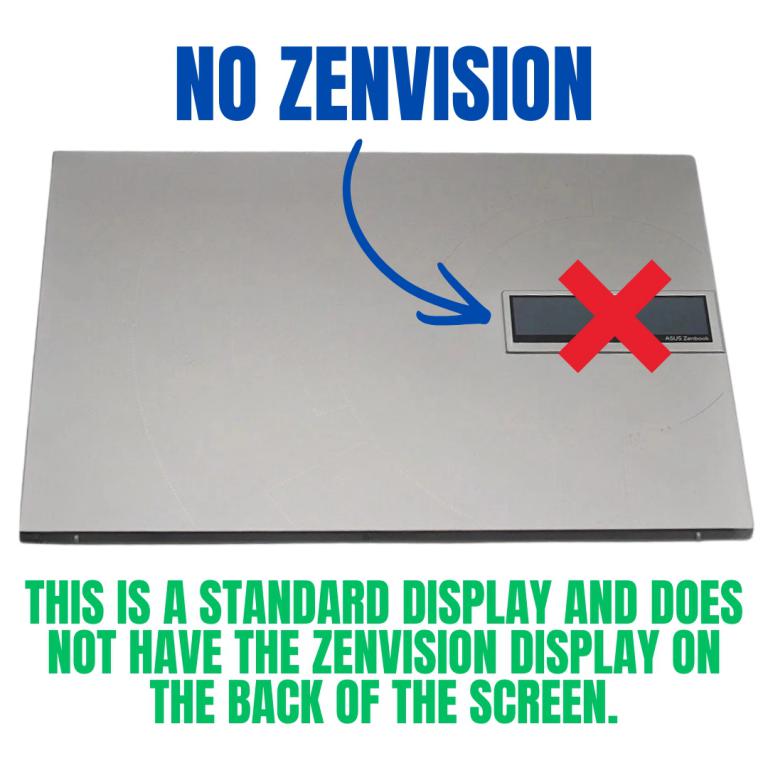 Standard laptop display assembly without ZenVision rear panel
