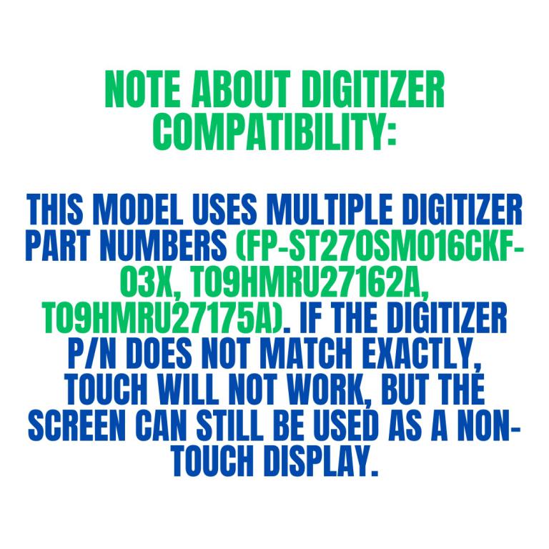Display assembly reference image for digitizer compatibility notice