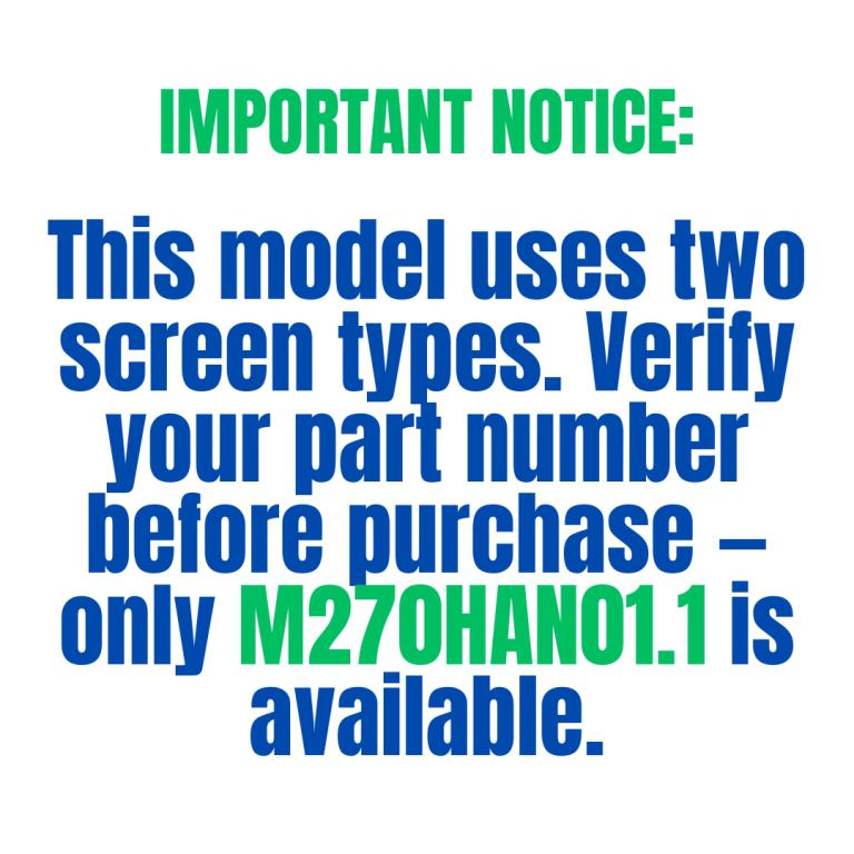 Important Screen Part Number Notice