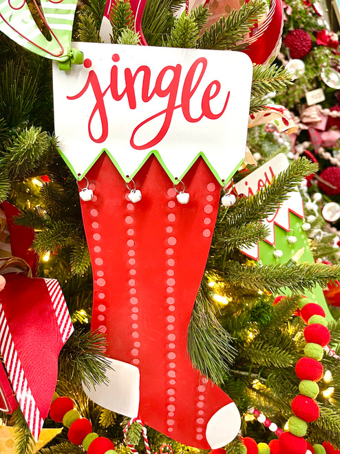 Stocking, Metal Red, "Jingle"