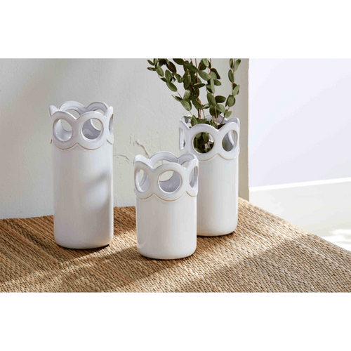 Vases White Scalloped Bud Vases