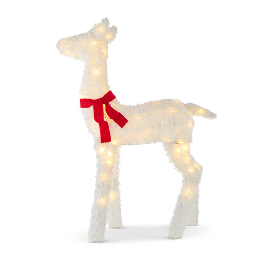 Deer, White Tinsel With Lights, 43" LARGE