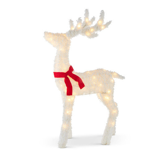 Deer, White Tinsel With Lights, 52" LARGE