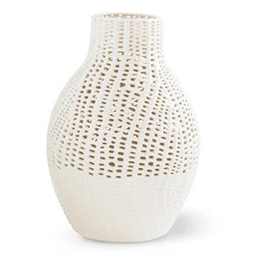 Vase, White Ceramic Basket Weave LARGE