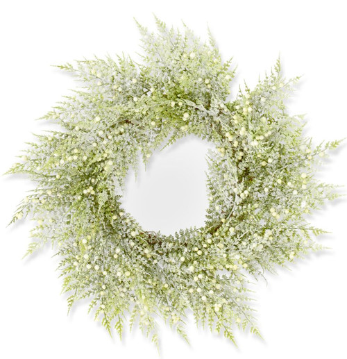 Candle Ring, Glittered Snowy Fern 17.5"