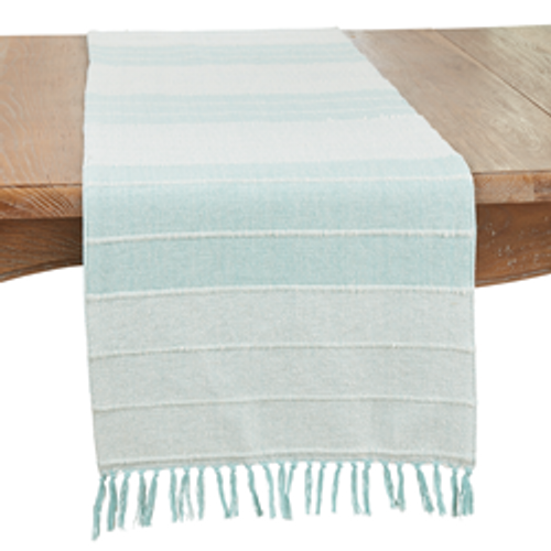 Tablerunner. Corded Stripe Aqua