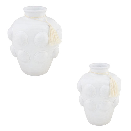 Vases, Large Bead White Terracotta