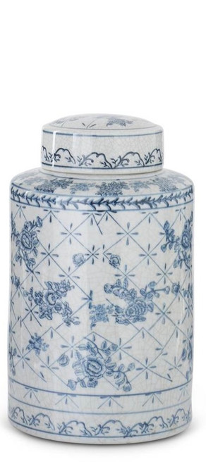 Ginger Jar, White & Blue Floral MEDIUM